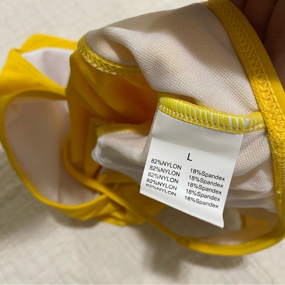 Ruffle Peplum Bikini Top Bright Yellow Yellow Wrap Top size Large Swimsuit - Picture 6 of 8